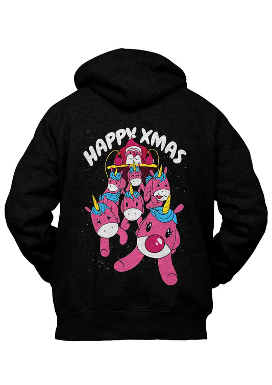 Felpa con Cappuccio Retro Babbo Natale Happy Xmas-0