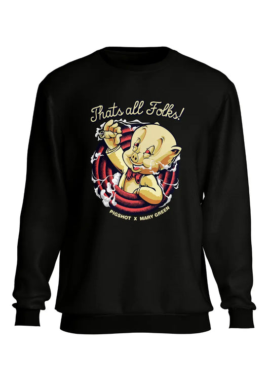 Felpa a Girocollo Looney Tunes That's All Folks Funny-0