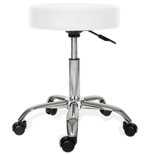 Cosmetic chair on wheels with adjustable height - white-0