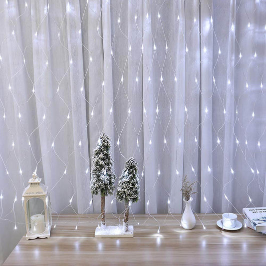 128 LED mesh light string, in 2 colors - cold white-0