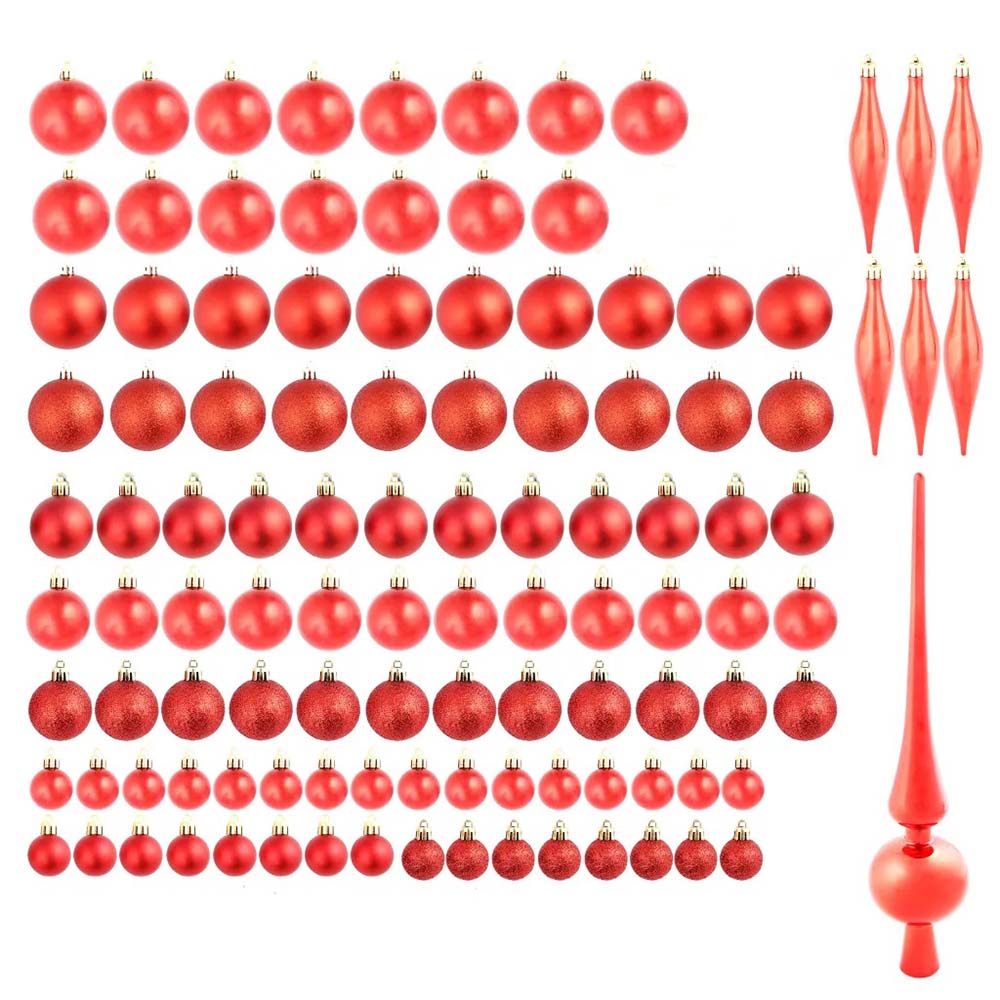 112-piece Christmas tree decoration, 4 colors - red-2
