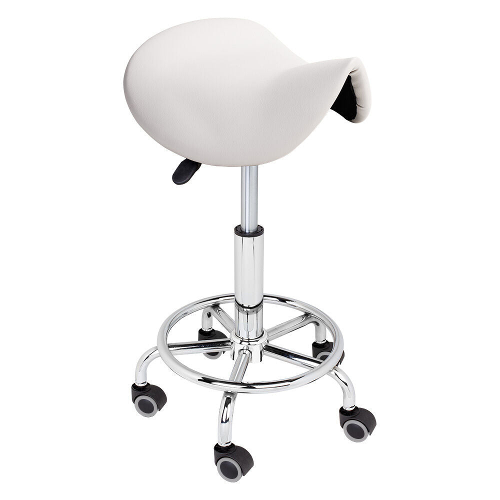 Saddle, rolling cosmetic chair-white-2