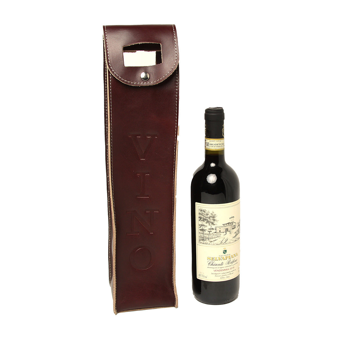 Leather wine holder - brown-0