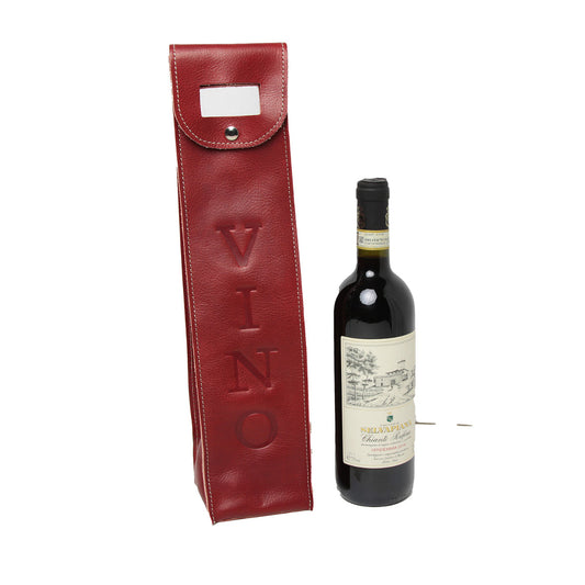 Leather wine holder - red-0
