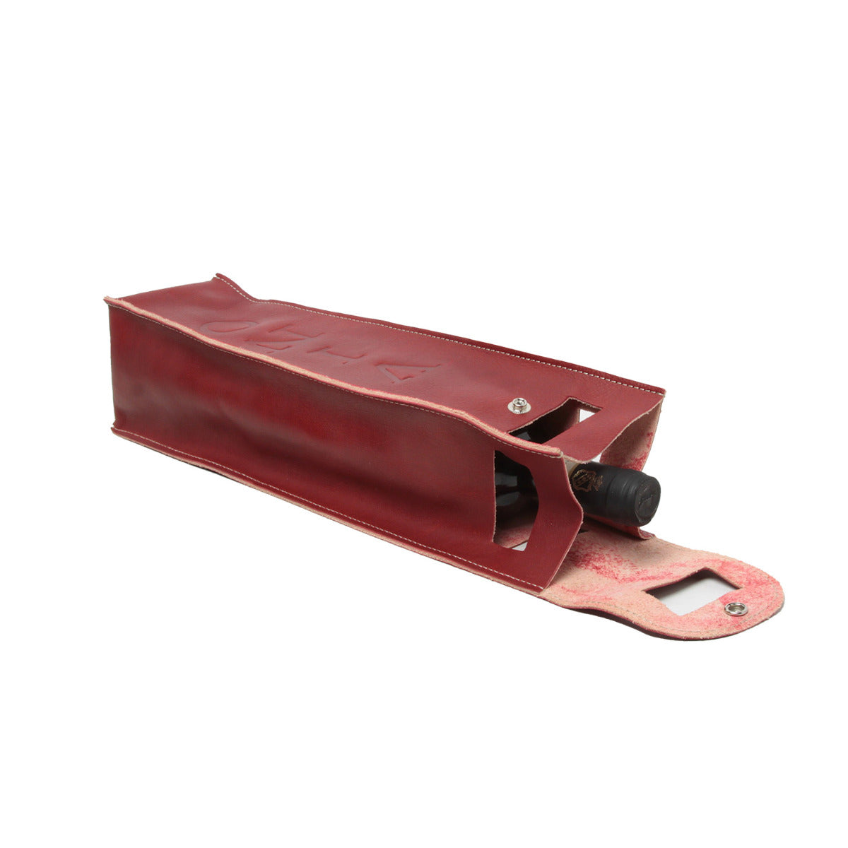Leather wine holder - red-1