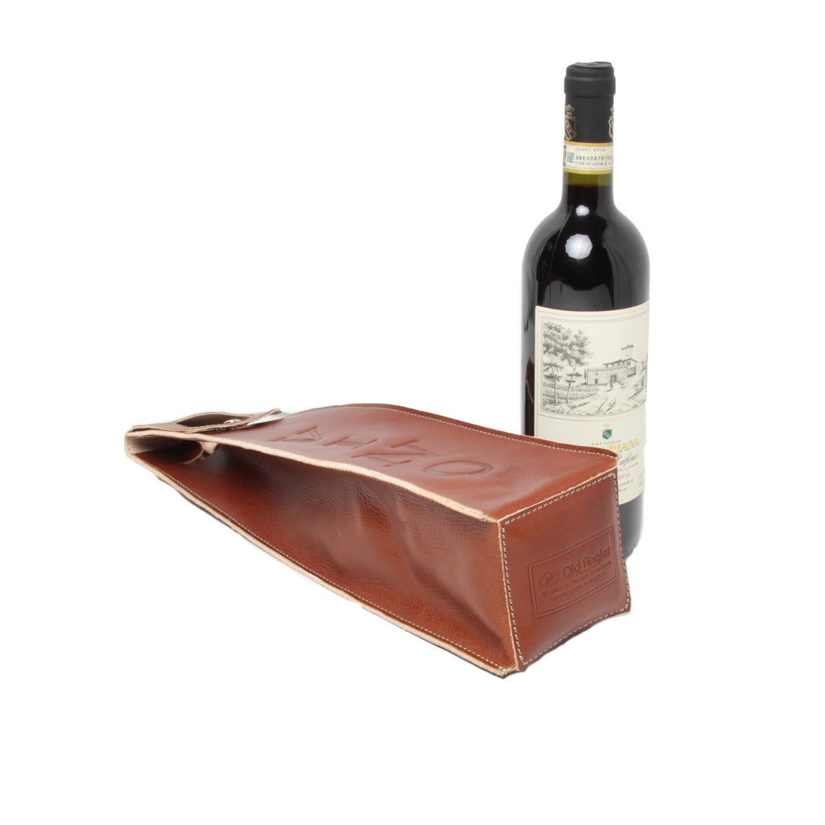 Leather wine holder - teak-1
