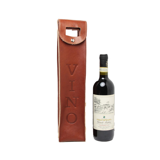Leather wine holder - teak-0