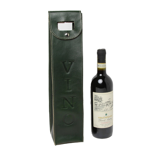 Leather wine holder - green-0
