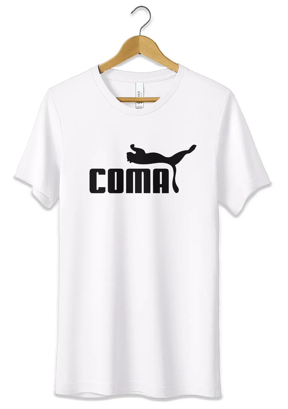 T-Shirt Maglietta Divertente Coma Logo Fake Puma Ironico-2