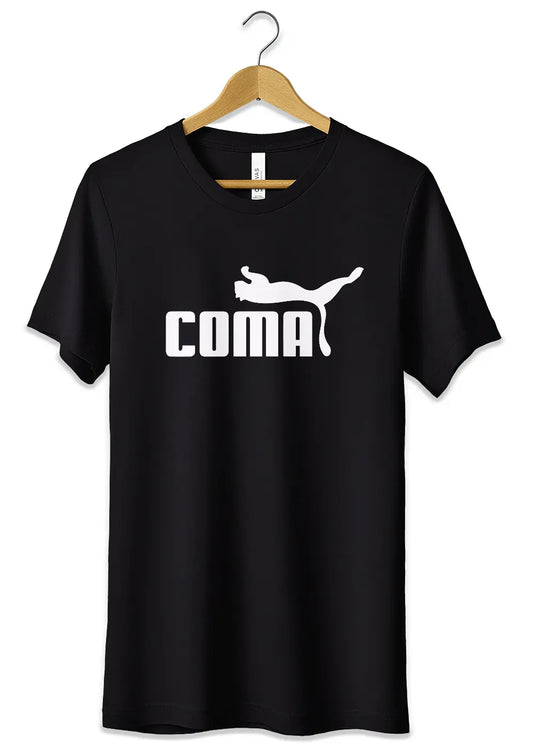 T-Shirt Maglietta Divertente Coma Logo Fake Puma Ironico-0