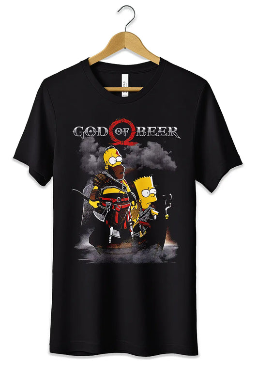 T-Shirt Maglietta Homer Bart Simpson God Of Beer-0