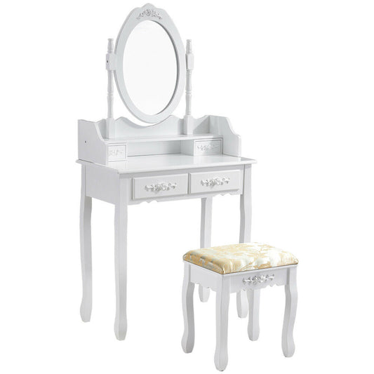 Mirrored dressing table with chair, Rome in several colors-white-0