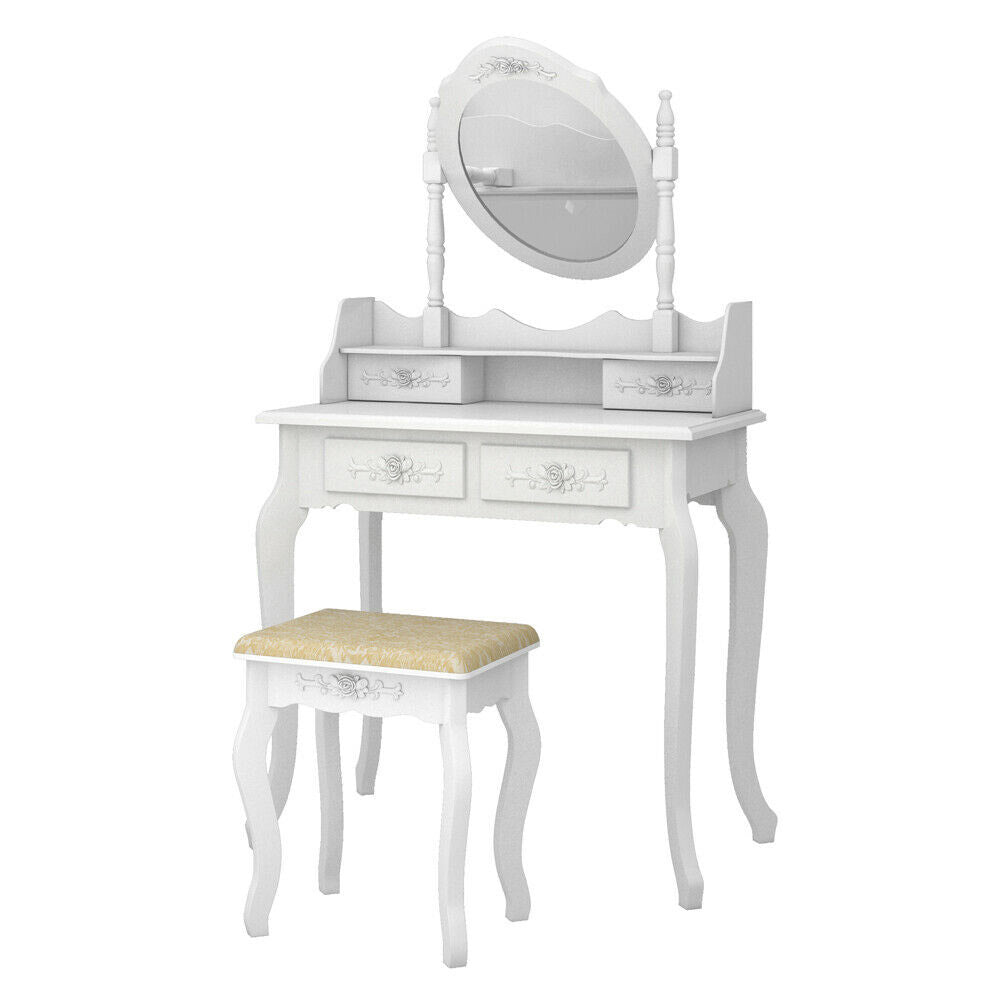 Mirrored dressing table with chair, Rome in several colors-white-2
