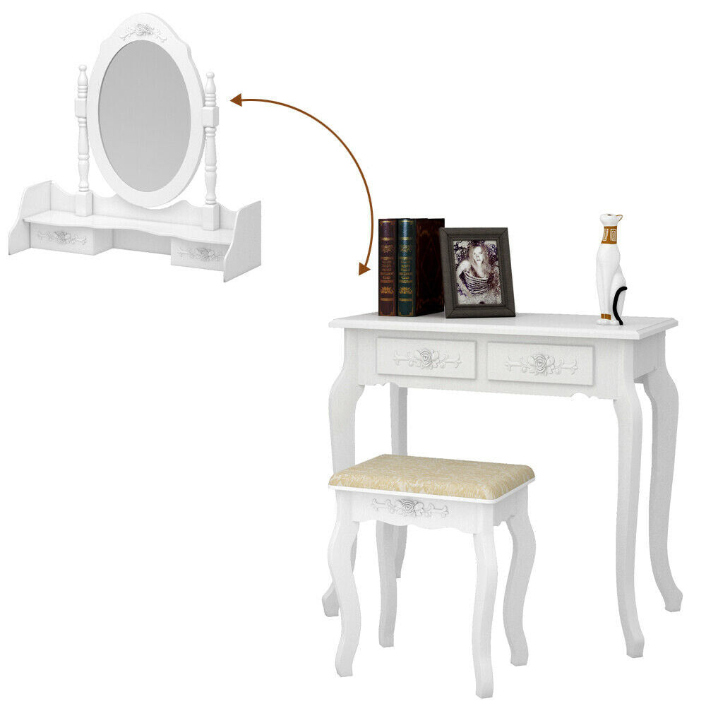 Mirrored dressing table with chair, Rome in several colors-white-3